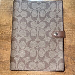 Coach Brown Signature Canvas Tab Closure Folio